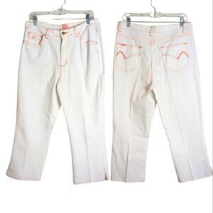 Y2K Crest Jeans White With Orange Stitching Size 15/ 16